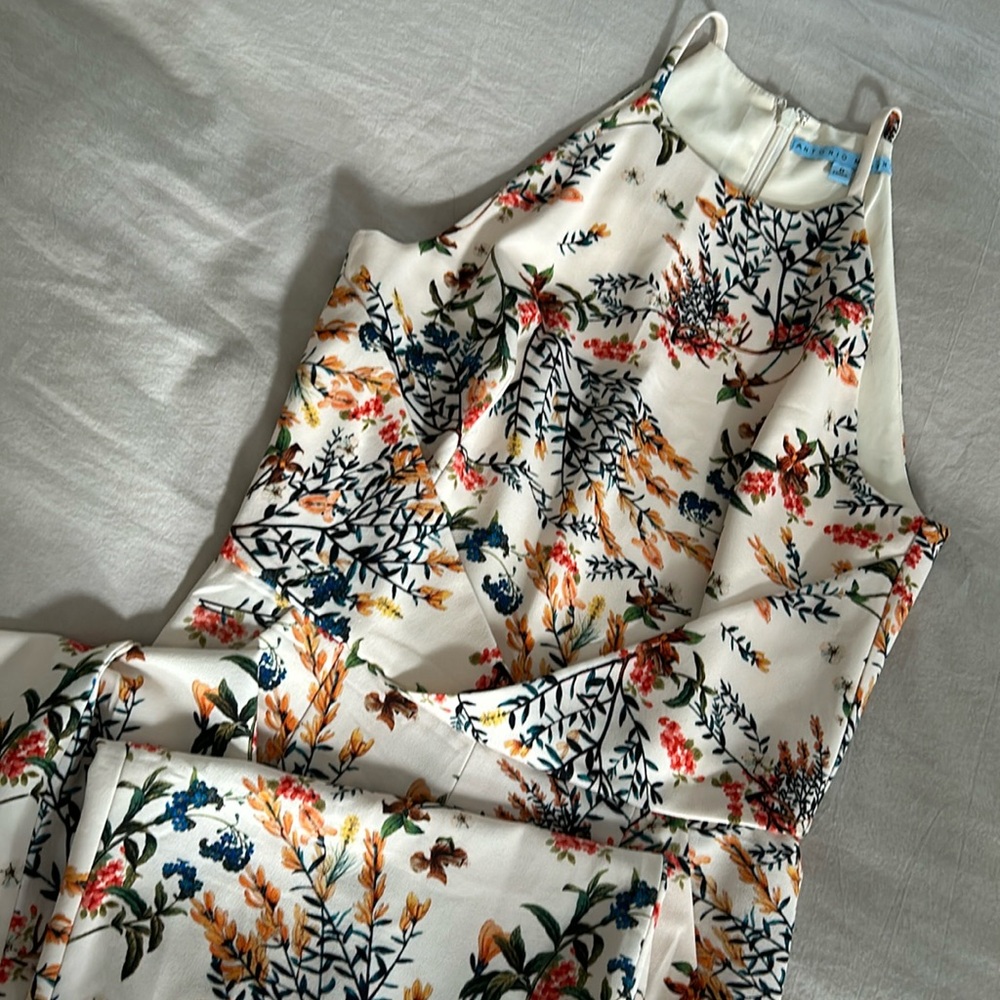 Antonio Melani High Neck Pleated Floral Jumpsuit